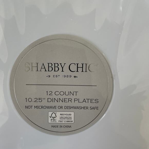 12 Count SHABBY CHIC Summer Green White 10.25" Disposable Dinner Plates NEW - Picture 8 of 11